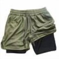thumbnail image 1 of JUUYY Men's Running Athletic Shorts with Liner Elastic Waist Drawstring Workout Sports Shorts Loose Breathable Gym Shorts with Pockets Army Green XL, 1 of 2