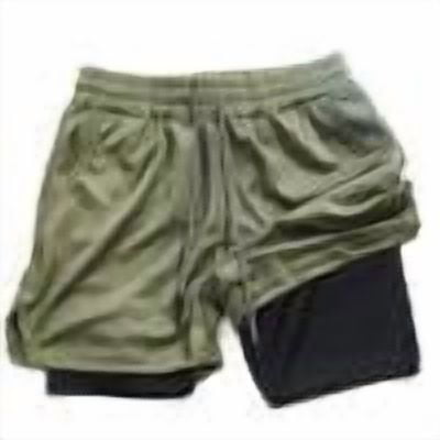 JUUYY Men's Running Athletic Shorts with Liner Elastic Waist Drawstring Workout Sports Shorts Loose Breathable Gym Shorts with Pockets Army Green XL