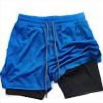 JUUYY Men's Running Athletic Shorts with Liner Elastic Waist Drawstring Workout Sports Shorts Loose Breathable Gym Shorts with Pockets Blue L