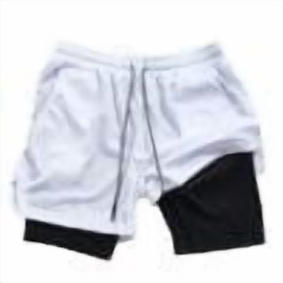 JUUYY Men's Running Athletic Shorts with Liner Elastic Waist Drawstring Workout Sports Shorts Loose Breathable Gym Shorts with Pockets White M