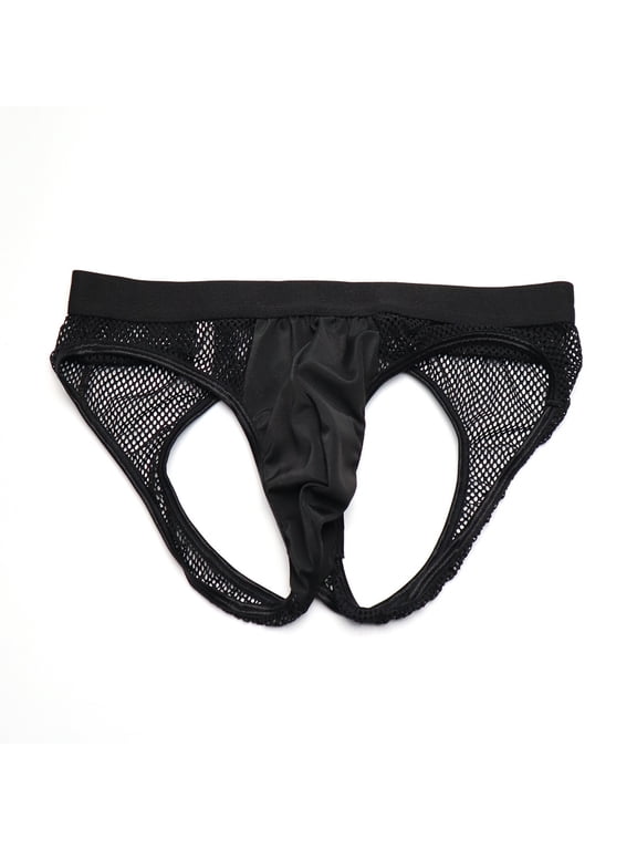 Men's See Through Mesh Jockstrap Underwear Jock Strap Backless Underpants Black Free Size