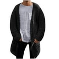 thumbnail image 1 of JUUYY Men's Shawl Collar Long Cardigan Sweater Heavyweight Knit Open Front Outerwear Casual Chunky Cable Solid Color Cardigan Clothes Black XXL, 1 of 5