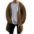 thumbnail image 1 of JUUYY Men's Shawl Collar Long Cardigan Sweater Heavyweight Knit Open Front Outerwear Casual Chunky Cable Solid Color Cardigan Clothes Brown XXXL, 1 of 5
