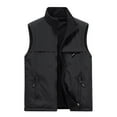 thumbnail image 1 of JUUYY Men's Sherpa Lined Mountain Vest Outdoor Fishing Utility Cargo Vest Zip Up Solid Color Sleeveless Vest Jacket with Pockets Black XXL, 1 of 4