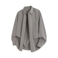 thumbnail image 1 of JUUYY Men's Shirts Casual Solid Color Long Sleeve Shirts Button Down Loose Fit Lapel Collar Pocket Lightweight Shirts Jacket Tops Dark Gray L, 1 of 4