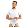 thumbnail image 1 of JUUYY Men's Short Sleeve Shorts Set Jumpsuit Pajama One Piece Snap Down Crotch Bodysuit Rompers White L, 1 of 9