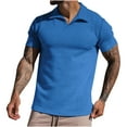 thumbnail image 1 of JUUYY Men's Short Sleeved Lapel Pullover Slim Fitting Shirts Summer Sleeves Slim Fit Vacation Daily Breathable Shirts Blue XL, 1 of 7