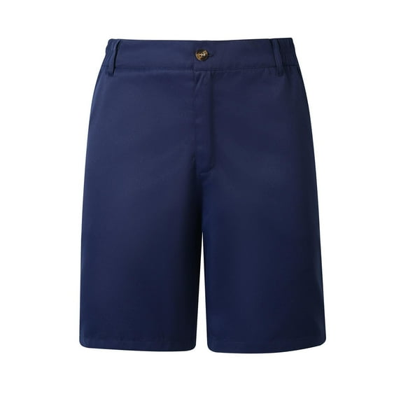 JUUYY Men's Shorts Casual Classic Fit Elastic Waistband Button Twill Chino Shorts Flat Front Summer Golf Dress Shorts with Pocket Navy L
