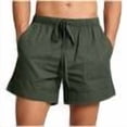 thumbnail image 1 of JUUYY Men's Shorts Summer Drawstring Elastic Waist Cotton Shorts Loose Fit Lightweight Lounge Vacation Beach Shorts with Pockets Army Green XXXXL, 1 of 9