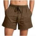 thumbnail image 1 of JUUYY Men's Shorts Summer Drawstring Elastic Waist Cotton Shorts Loose Fit Lightweight Lounge Vacation Beach Shorts with Pockets Brown XXXL, 1 of 9