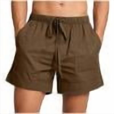 JUUYY Men's Shorts Summer Drawstring Elastic Waist Cotton Shorts Loose Fit Lightweight Lounge Vacation Beach Shorts with Pockets Brown XXXL