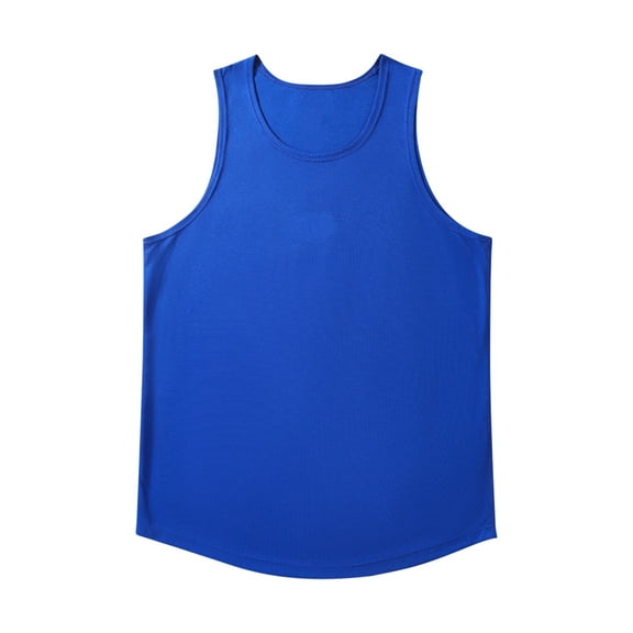 JUUYY Men's Sleeveless Casual Tank Top Solid Color Basic Lightweight Breathable Summer Shirt for Everyday Wear Blue XXXL