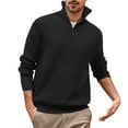 thumbnail image 1 of JUUYY Men's Solid Color 1/4 Zipper Pullover Sweaters Fall Winter Classic Ribbed Knitted Soft Turtleneck Sweaters Casual Thermal Knitwear Black XXXL, 1 of 5