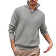 thumbnail image 1 of JUUYY Men's Solid Color 1/4 Zipper Pullover Sweaters Fall Winter Classic Ribbed Knitted Soft Turtleneck Sweaters Casual Thermal Knitwear Gray XXXL, 1 of 5
