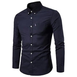 Mens Dress Shirts Casual Solid Color Long Sleeve Shirts Lightweight Comfort Button Up Shirts Business Shirt Slim Fit Muscle Shirts Walmart