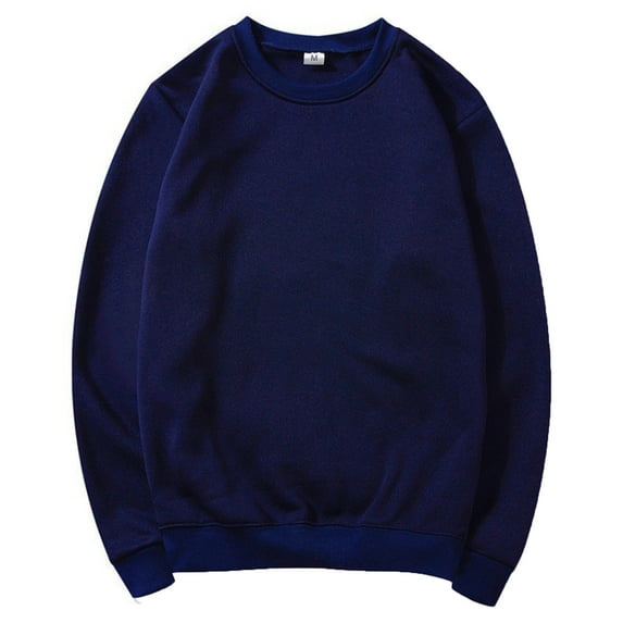 JUUYY Men 's Solid Color Crewneck Sweatshirts Casual Long Sleeve Pullover Moisture Wicking Athletic Workout Sweat Shirts Navy L