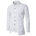 thumbnail image 1 of JUUYY Men's Solid Color Fake Personalized Double Long Sleeve Shirts with Double Placket Slim Leisure Fashion Personality Shirts Clothes Blouse White XXL, 1 of 3