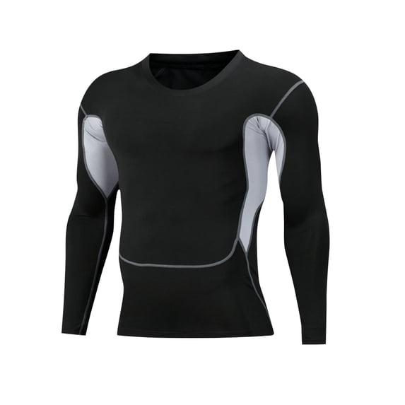 JUUYY Men's Sport Slim Fit Long Sleeve T-Shirt Tops Golf Tennis Bowling Athletic Workout Gym Undershirts Active Tops Black XXL