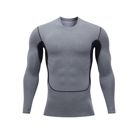 JUUYY Men's Sport Slim Fit Long Sleeve T-Shirt Tops Golf Tennis Bowling Athletic Workout Gym Undershirts Active Tops Gray XXXL