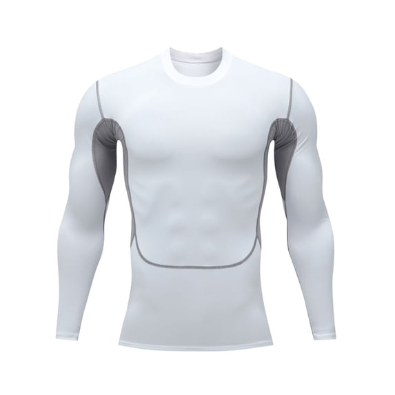 JUUYY Men's Sport Slim Fit Long Sleeve T-Shirt Tops Golf Tennis Bowling Athletic Workout Gym Undershirts Active Tops White M
