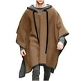 thumbnail image 1 of JUUYY Men's Steampunk Gothic Hooded Fashion Poncho Comfortable Home Clothes House Coat Wool Alpaca Poncho Hooded Brown L, 1 of 2