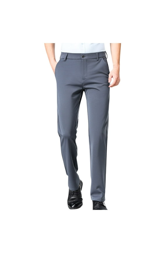 Men's Suit Pants Classic Fit Flat Front Dress Pants Wrinkle Free 4-Way Flex Stretch Slim Fit Business Formal Pants Gray XXXL