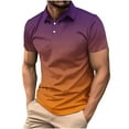thumbnail image 1 of JUUYY Men's Summer Knit Wavy Textured Solid Casual Golf Shirts Solid Color Lapel Button Up Short Sleeved Top Orange XXXXL, 1 of 6