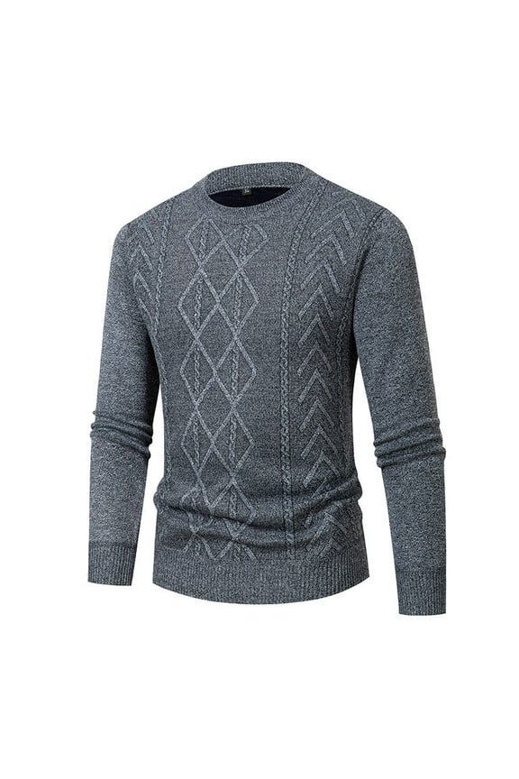 Men's Sweater Autumn and Winter Rhombock Kit Crewneck Solid Color Board Is The Shape Of Youth Warm Undercoat Top Gray XL