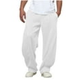 thumbnail image 1 of JUUYY Men's Sweatpants Open Bottom Baggy Sweat Pants Straight Wide Leg Joggers Drawstring Loose Fit Athletic Pants with Pockets White M, 1 of 4