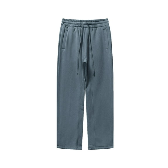 JUUYY Men's Sweatpants Open Bottom Sweatpants Elastic Waist Fleece Cotton Pants Baggy Warm Sweat Pants with Pockets Blue XL