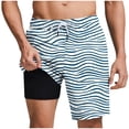 thumbnail image 1 of JUUYY Men's Swim Trunks with Liner Beach Shorts Quick Dry Drawstring Hawaiian Lightweight Board Shorts with Pockets Bathing Suits Light Blue S, 1 of 6