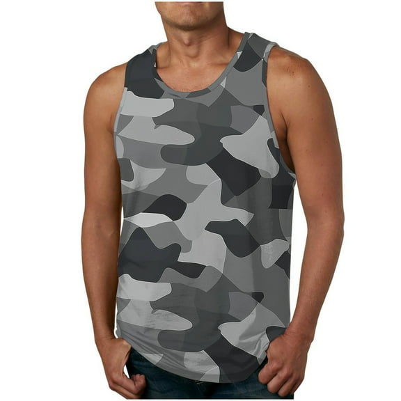 JUUYY Men's Tank Top Camouflage Print Sleeveless Shirts Fitness Muscle Gym Tank Tops Casual Sport Round Neck T-Shirt Camouflage#7 S
