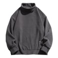 thumbnail image 1 of JUUYY Men's Thick Alpaca Wool Sweater Solid Turtleneck Loose Fit Pullovers Winter Thermal Jumpers Drop Shoulder Xmas Trendy Sweater Gray M, 1 of 4
