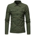 thumbnail image 1 of JUUYY Men's Thicken Denim Jean Trucker Jacket Coats Casual Loose Regular Fit Button Down Solid Color Long Sleeve Jean Trucker Jacke Army Green XXXL, 1 of 4