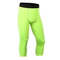 thumbnail image 1 of JUUYY Men's Tights Compression Capri Pants Workout Workout Running Training Gym Leggings Pants Baselayer Cropped Pants Green M, 1 of 3