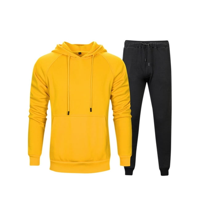 JUUYY Men's Tracksuits 2 Piece Hooded Drawstring Outfits Casual Sports