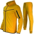 thumbnail image 1 of JUUYY Men's Tracksuits 2 Piece Sets Color Block Full Zip Sweatsuits Outfits Long Sleeve Hoodies Jogging Casual Sports Suits Yellow L, 1 of 4