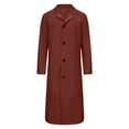 thumbnail image 1 of JUUYY Men's Trench Coat Casual Single Breasted Long Jacket Lightweight Cotton Solid Color Fashion Overcoat Brown XXXXL, 1 of 5