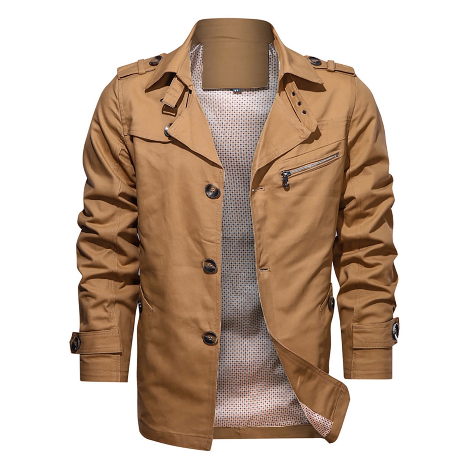 SOMTHRON Men's Slim Fit Wool Blend Trench Coat - Single Breasted Winter Overcoat For Business & Casual - View #4