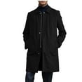 thumbnail image 1 of JUUYY Men's Trench Coat Waterproof Single Breasted Casual Lightweight Long Rain Jacket Classic Business Solid Color Overcoat Black S, 1 of 6