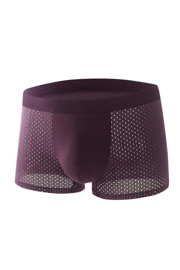 Men's Underwear Boxer Briefs Cooling Mesh Breathable Moisture-Wicking Ice silk Underwear for Men Purple XXXXL