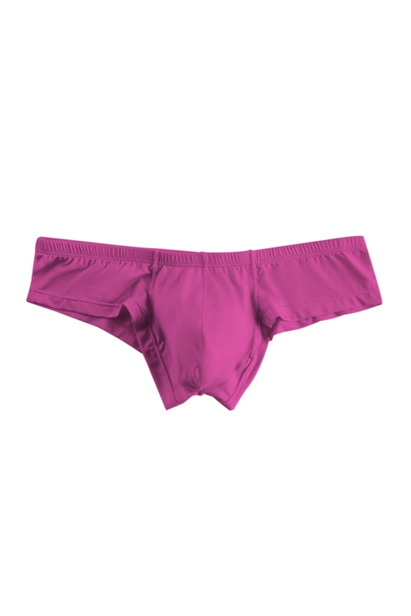Men's Underwear Bulge Pouch Ice Silk Underpants Low Rise Trunks Short Leg Boxer Briefs Hot Pink M