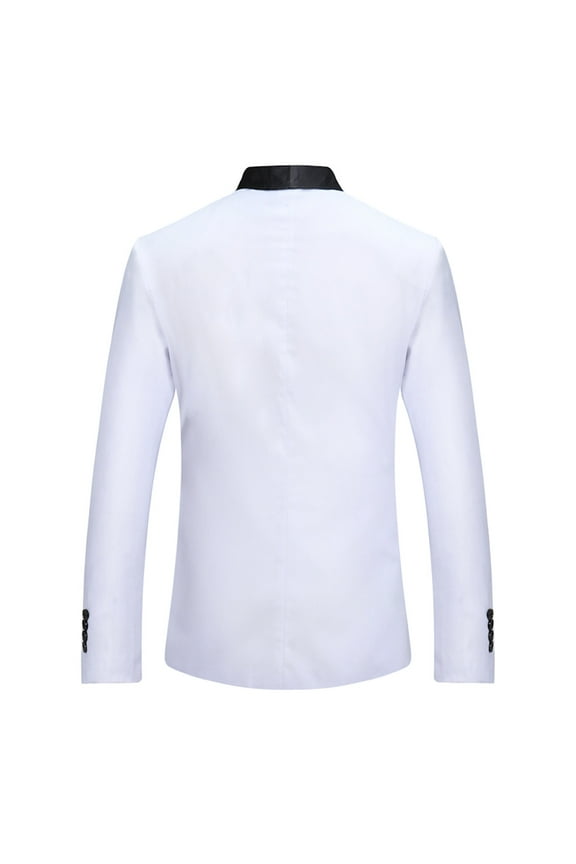 Men's Velvet Blazer Slim Fit Tuxedo Suits Jacket Shawl Collar Solid Jacket Wedding Dinner Prom One Button Blazer Jacket White M