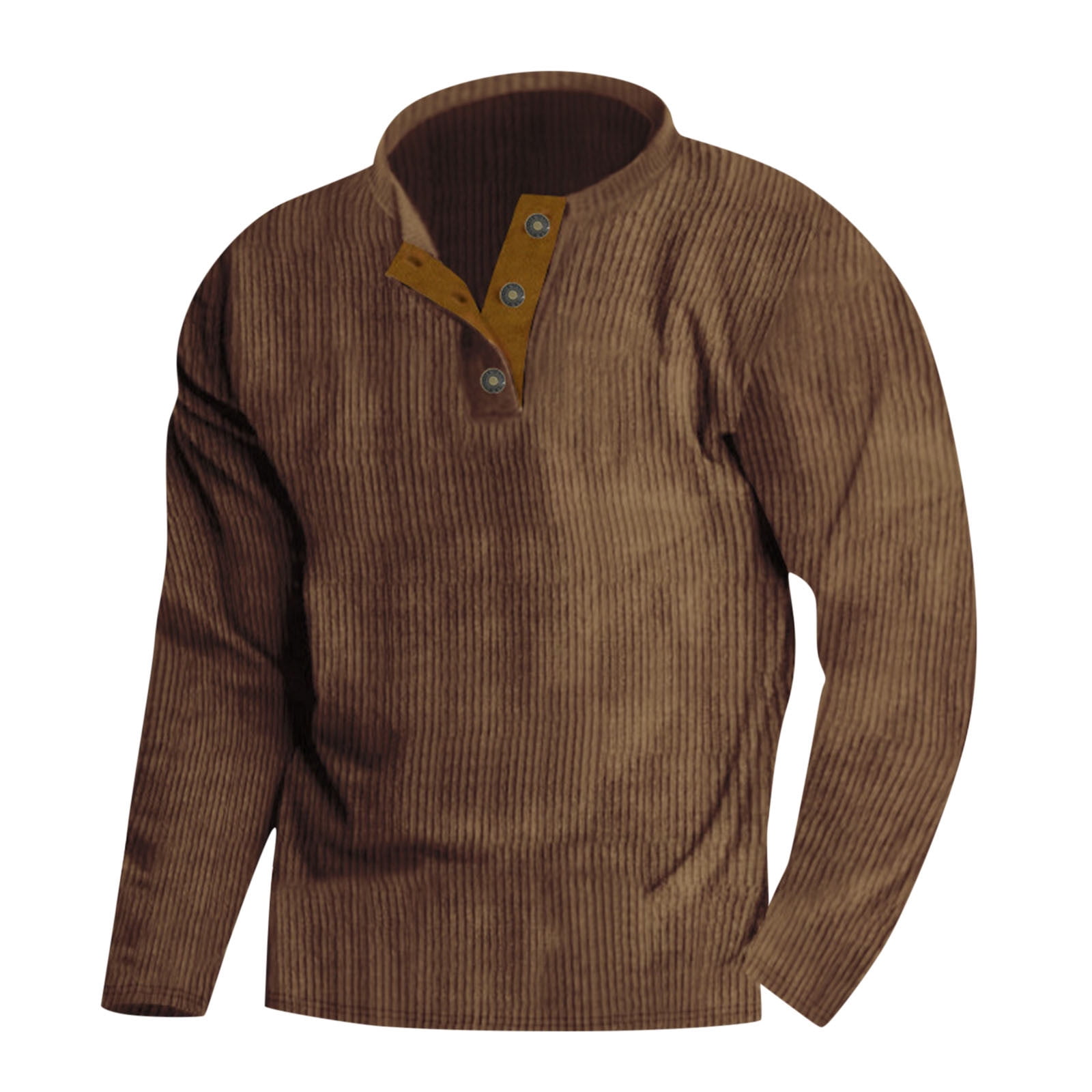 Mens vintage solid color stand collar long sleeve loose casual t shirt hot sale