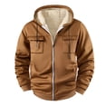 thumbnail image 1 of JUUYY Men's Warm Hoodie Jacket Full Zip Thermal Fleece Lined Jackets Thickened Casual Outdoor Hooded Sweatshirt Coats with Pocket Brown XXXL, 1 of 4