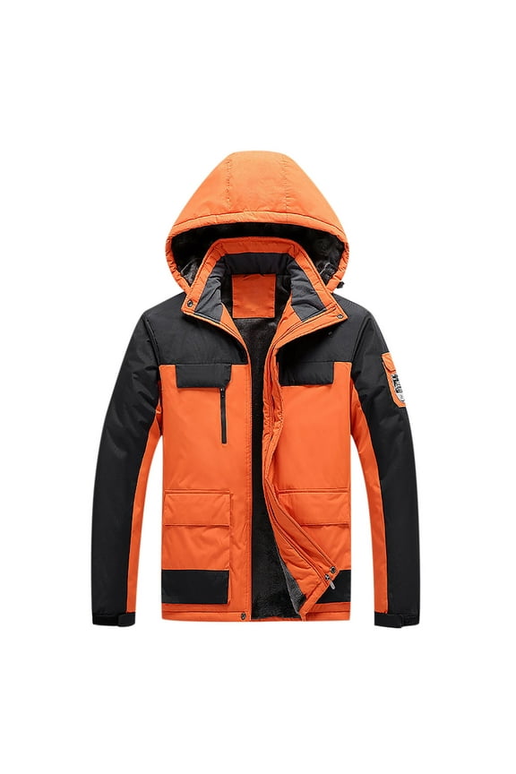 Men's Waterproof Ski Jacket Winter Snow Coat Mountain Windbreaker m Hooded Rain Coat Jacket with Pockets Orange XXXXXL