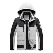 JUUYY Mens Waterproof Ski Jacket Winter Snow Coat Mountain Windbreaker m Hooded Rain Coat Jacket with Pockets White L