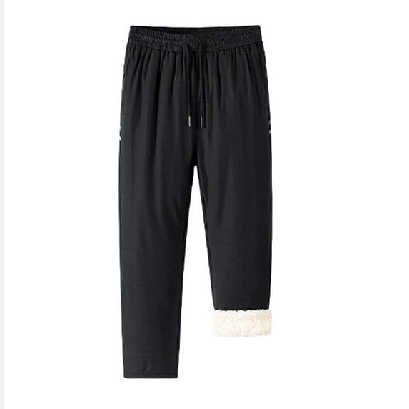JUUYY Men's Winter Fleece Pants Sherpa Lined Sweatpants Athletic Thick Warm Joggers Warm Pants Black M