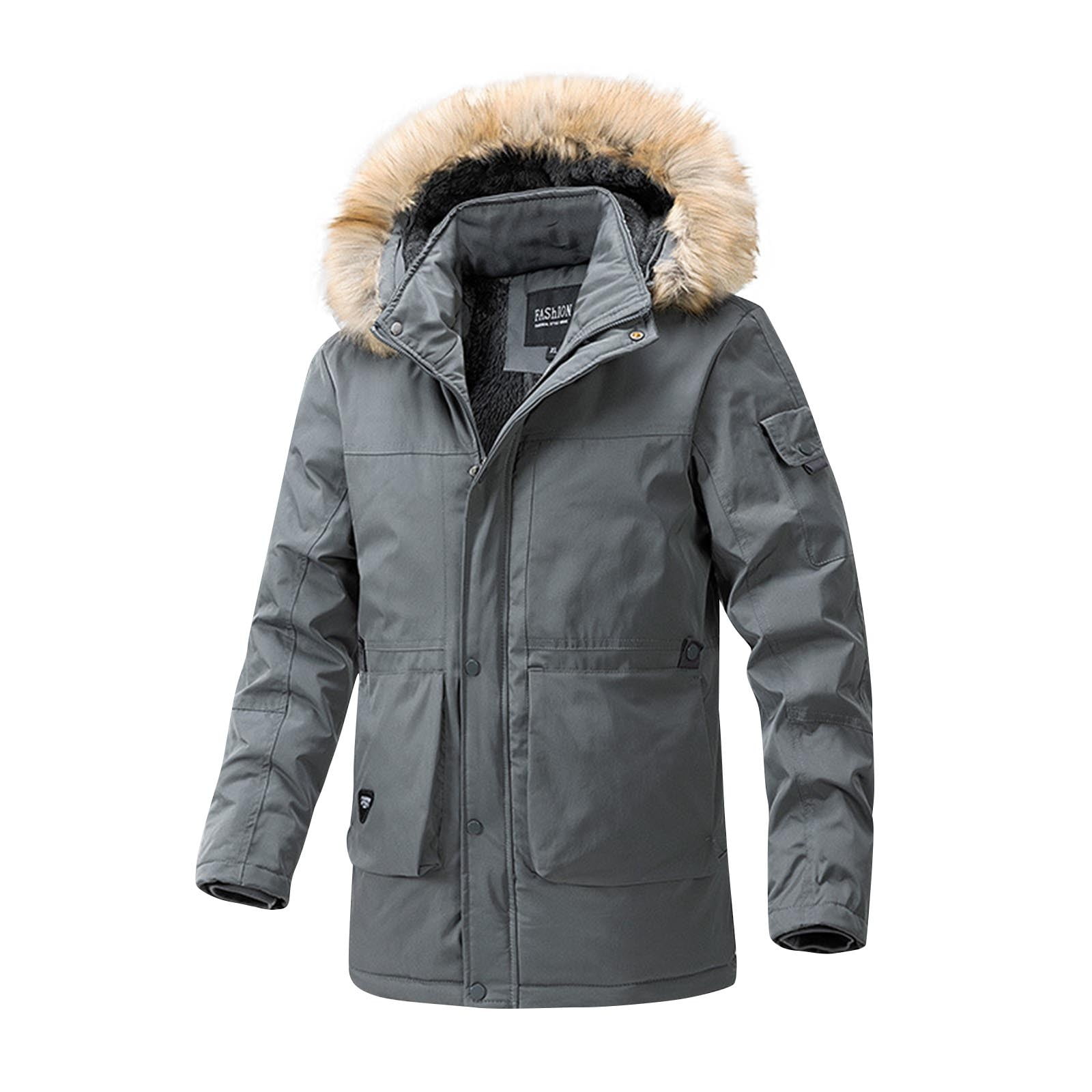 Men's Winter Fleece Long Parka Jacket with Hood - Casual Windbreaker Overcoat for Cold Weather