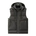 thumbnail image 1 of JUUYY Men's Winter Puffer Vest Zip Up Removable Hooded Padded Vest Casual Warm Sleeveless Quilted Jacket with Pocket Outerwear Gray S, 1 of 3